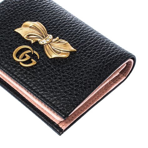 bow gucci signature card case|GUCCI Calfskin GG Marmont Bow Card Case Black.